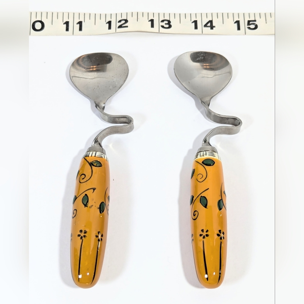 Jasmine Honey Hook Spoons Curved Design For Tea Cup Rest, Set Of Two